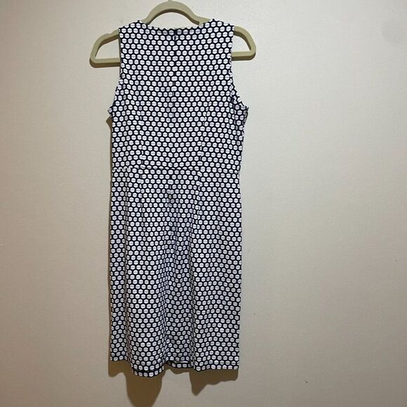 J McLaughlin Size M Catalina Cloth Mia Sleeveless Sheath Dress Navy Polka Dot - Picture 9 of 13